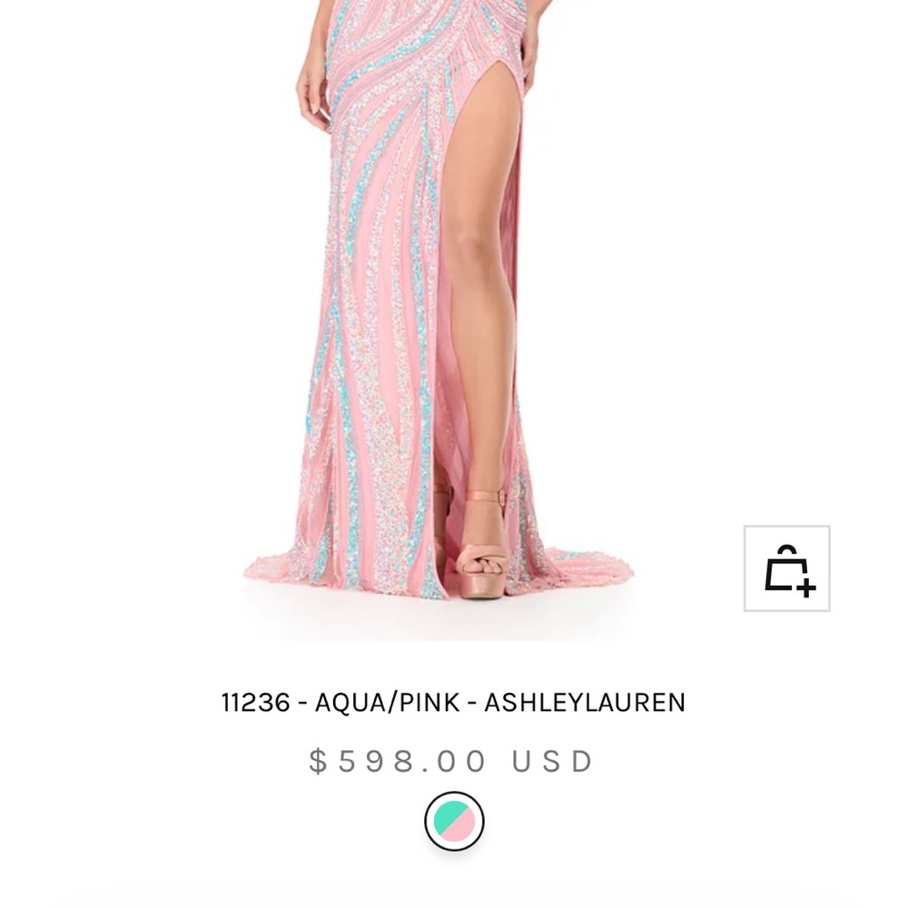 Elegant Pink Beaded Prom Dress with High Slit - Picture 3 of 8
